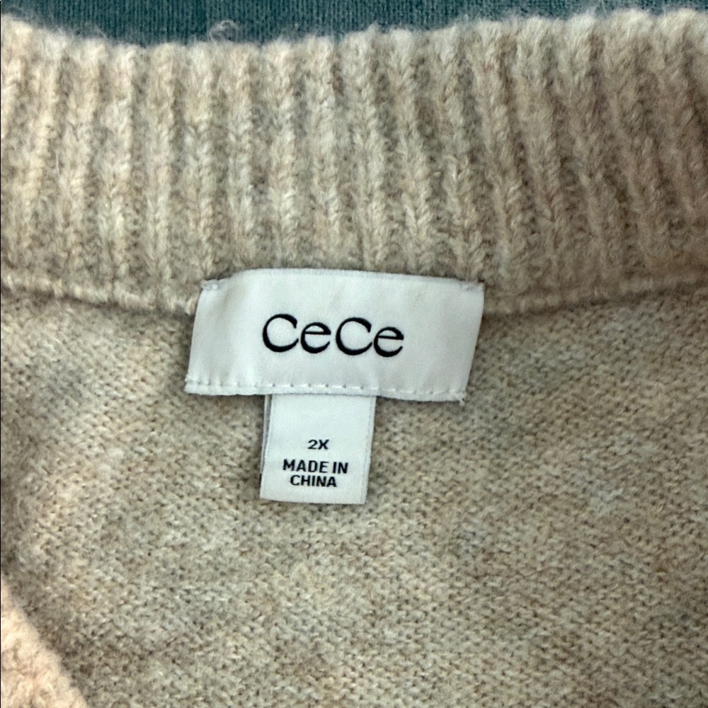 CeCe Cream Crewneck Sweater with Floral Motif - Picture 2 of 3